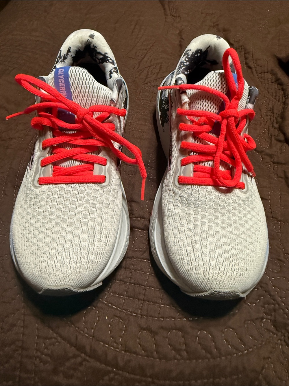 Brooks Women's White Sneakers with Bright Orange Laces